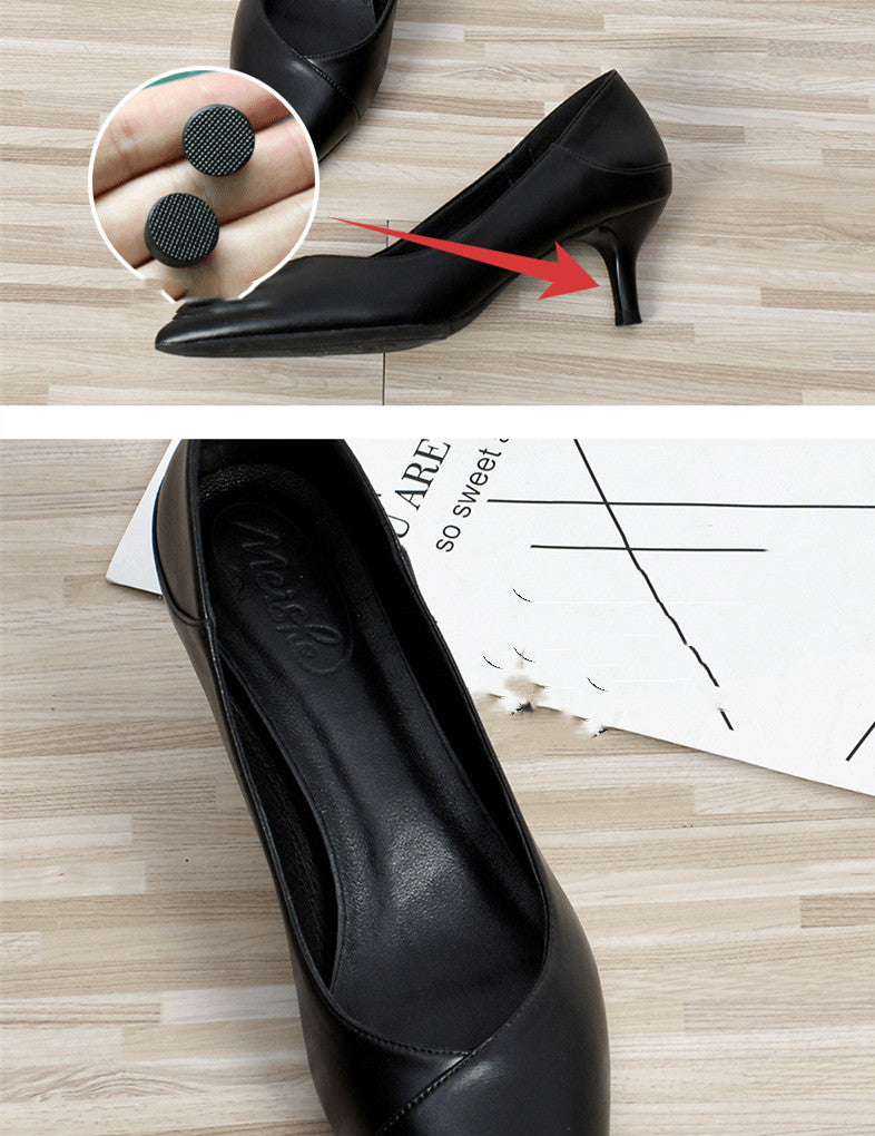 New Women's Black Sheepskin Professional High Heels